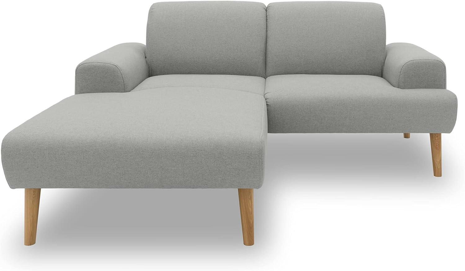 DOMO Collection Salinas Ecksofa mit Federkern, kleines Federkernsofa mit Holzfüßen und schwebender Optik, Sofa, Couch, Eckcouch, Silber, 217 x 176 cm Bild 1