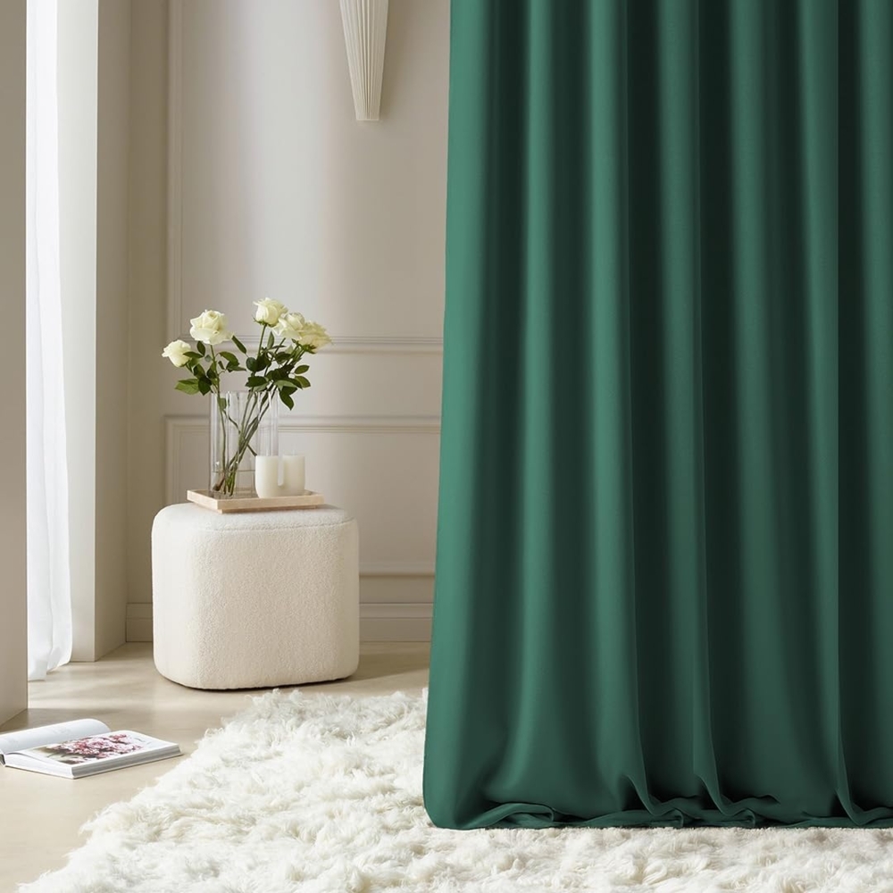 ROOM99 Vorhang mit Silberen Ösen Aura 140x240 cm Breite x Höhe Schiebegardinen Deko Modern Curtain Gardine Wohnzimmer Schlafzimmer Flaschengrün, 1 Stück Bild 1