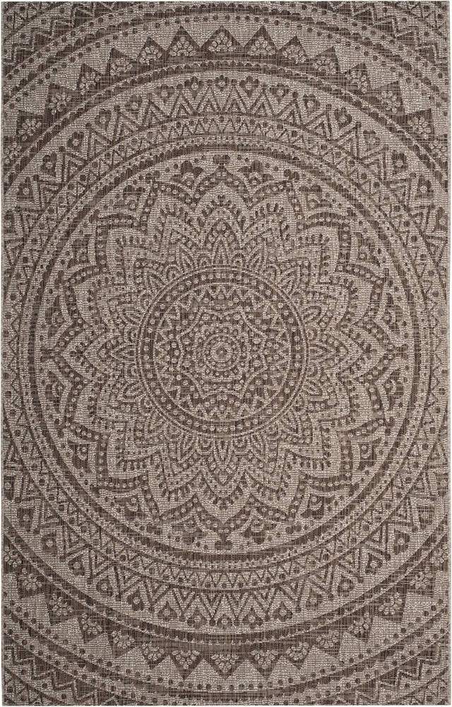 SAFAVIEH Zeitgenössische Teppich für Wohnzimmer, Esszimmer, Schlafzimmer - Courtyard Collection, Kurzer Flor, Hellbeige und Hellbraun, 160 X 231 cm Bild 1