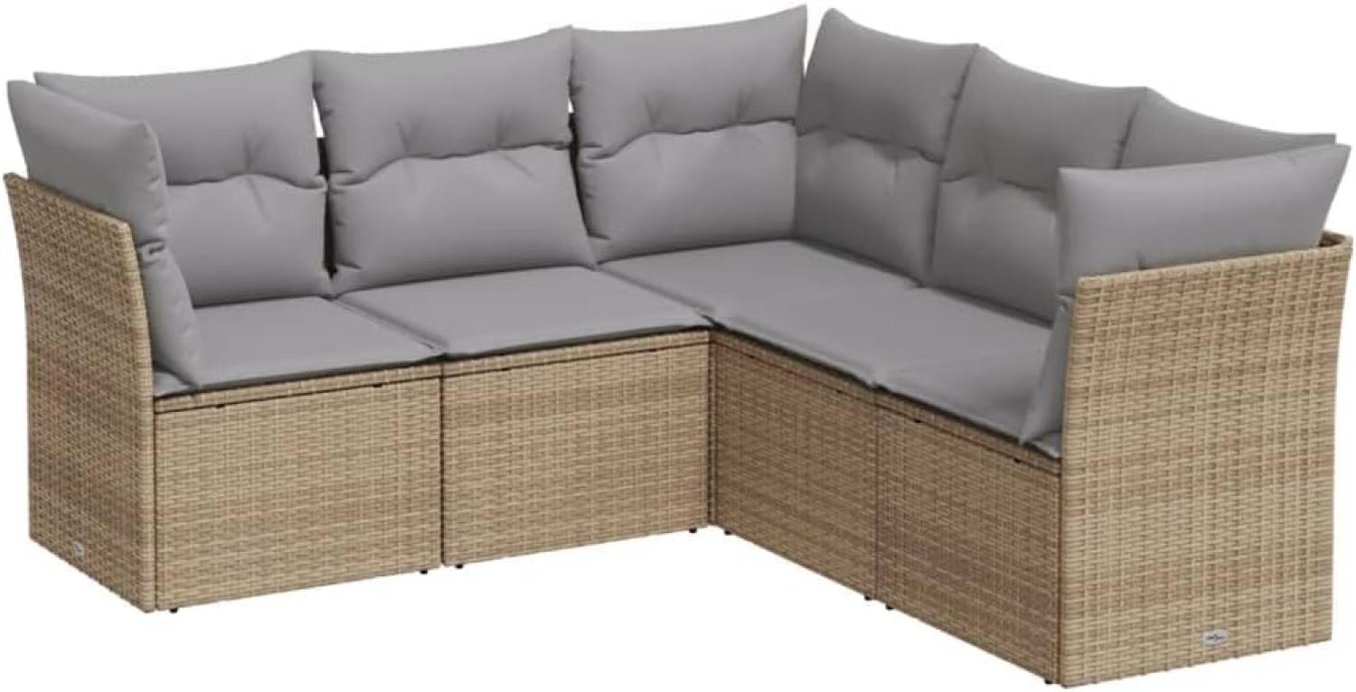 vidaXL 5-tlg. Garten-Sofagarnitur mit Kissen Beige Poly Rattan 3249458 Bild 1