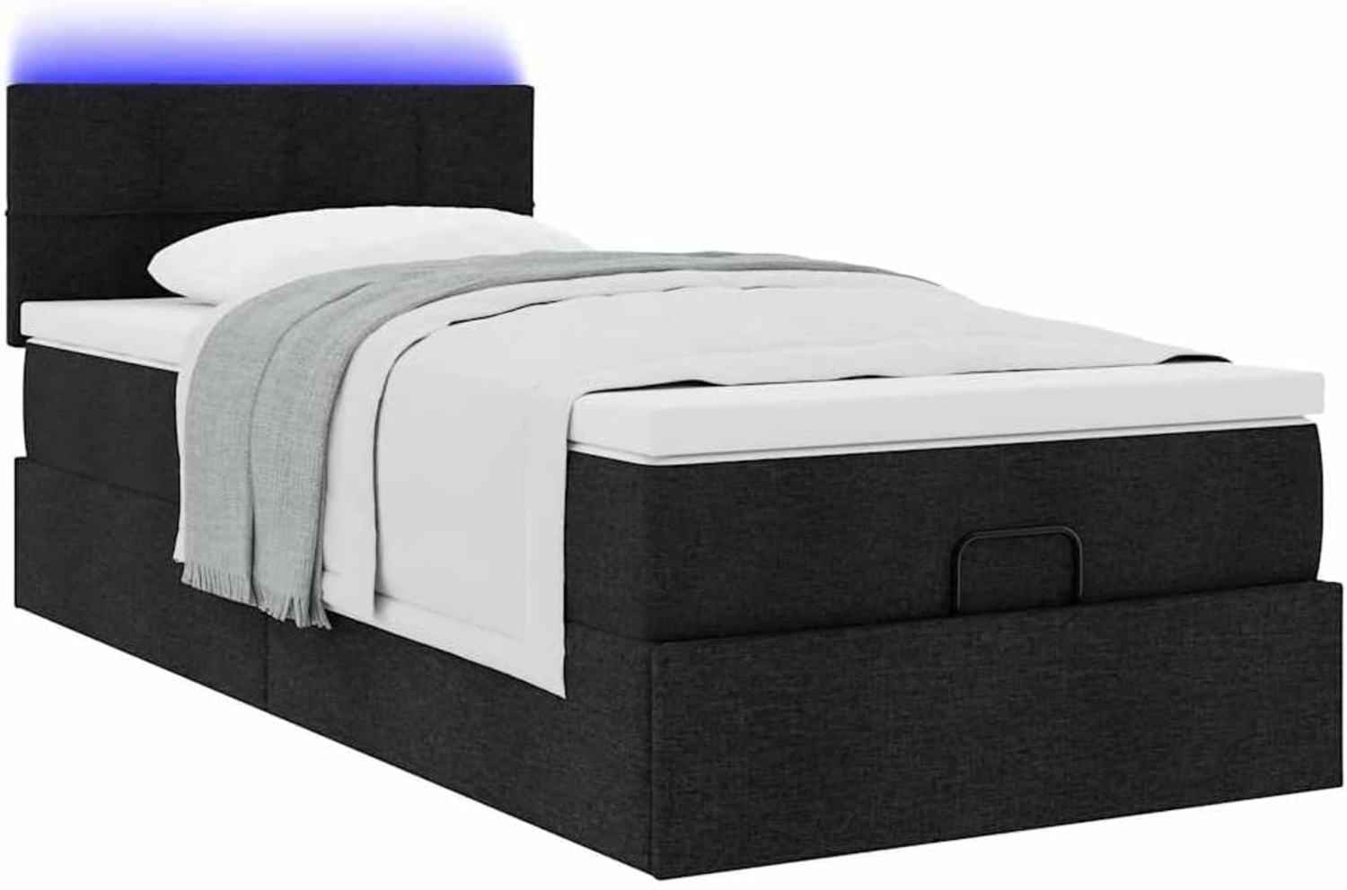 Ottoman-Bett mit Matratze Schwarz 90x200 cm Stoff 3312279 Bild 1