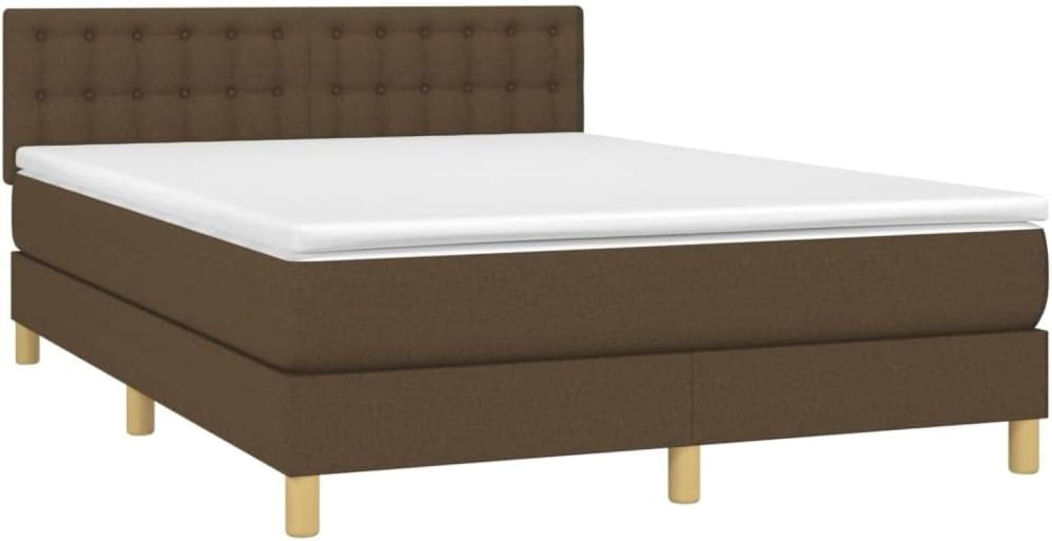 vidaXL Boxspringbett mit Matratze Dunkelbraun 140x200 cm Stoff 3140940 Bild 1