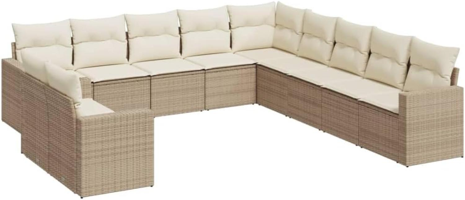 vidaXL 11-tlg. Garten-Sofagarnitur mit Kissen Beige Poly Rattan 3251525 Bild 1