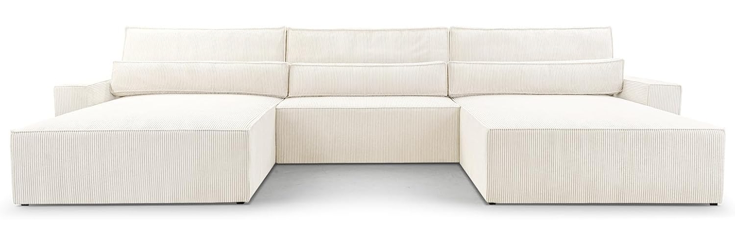 MOEBLO Wohnlandschaft DENVER U, Eckcouch aus Cordstoff Ecksofa U-Form Cord Sofa Couch Polsterecke U-Sofa - 410x85x200cm, mit Bettkasten und Schlaffunktion Bild 1