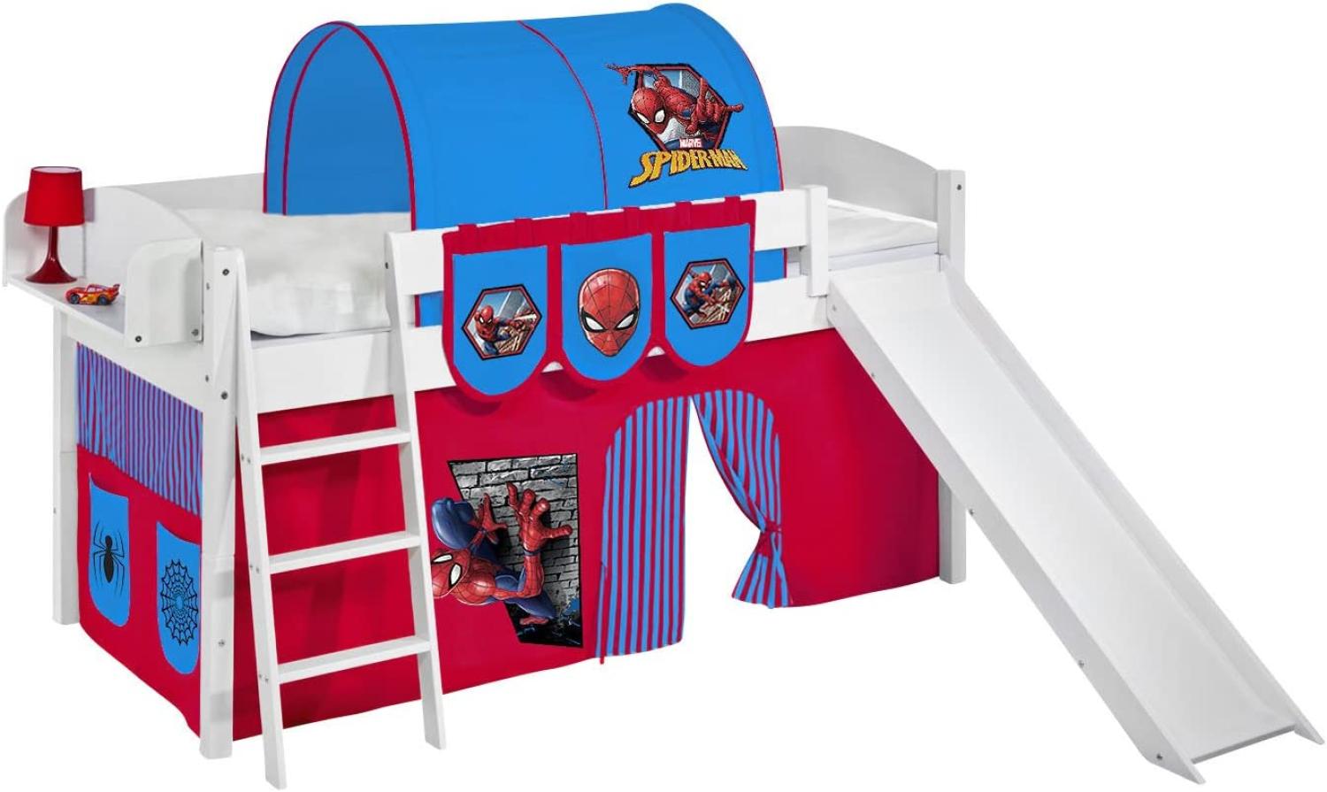 Lilokids 'Ida 4105' Spielbett 90 x 200 cm, Spiderman, Kiefer massiv, mit Rutsche und Vorhang Bild 1