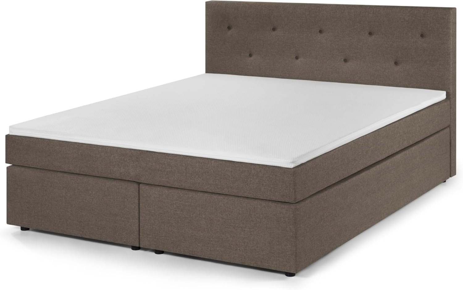 Traumnacht Boxspringbett, mit 7-Zonen Tonnentaschenfederkernmatratzen (H2) und Komfortschaumtopper, leichter Aufbau, produziert nach deutschem Qualitätsstandard, 180x200 cm in hellbraun Bild 1