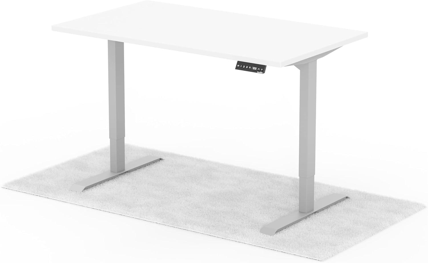 elektrisch höhenverstellbarer Schreibtisch DESK 140 x 80 cm - Gestell Grau, Platte Weiss Bild 1