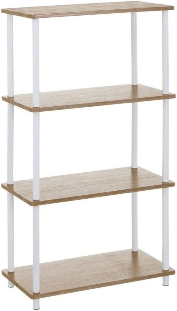 Bodenregal mit 4 Einlegeböden aus MDF und Metall in Natur und Weiß Bild 1