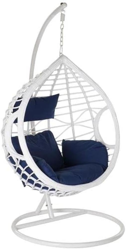 Hängender Gartenstuhl DKD Home Decor Marineblau Weiß Aluminium Synthetischer Rattan 90 x 70 x 110 cm (107 x 107 x 198 cm) Bild 1