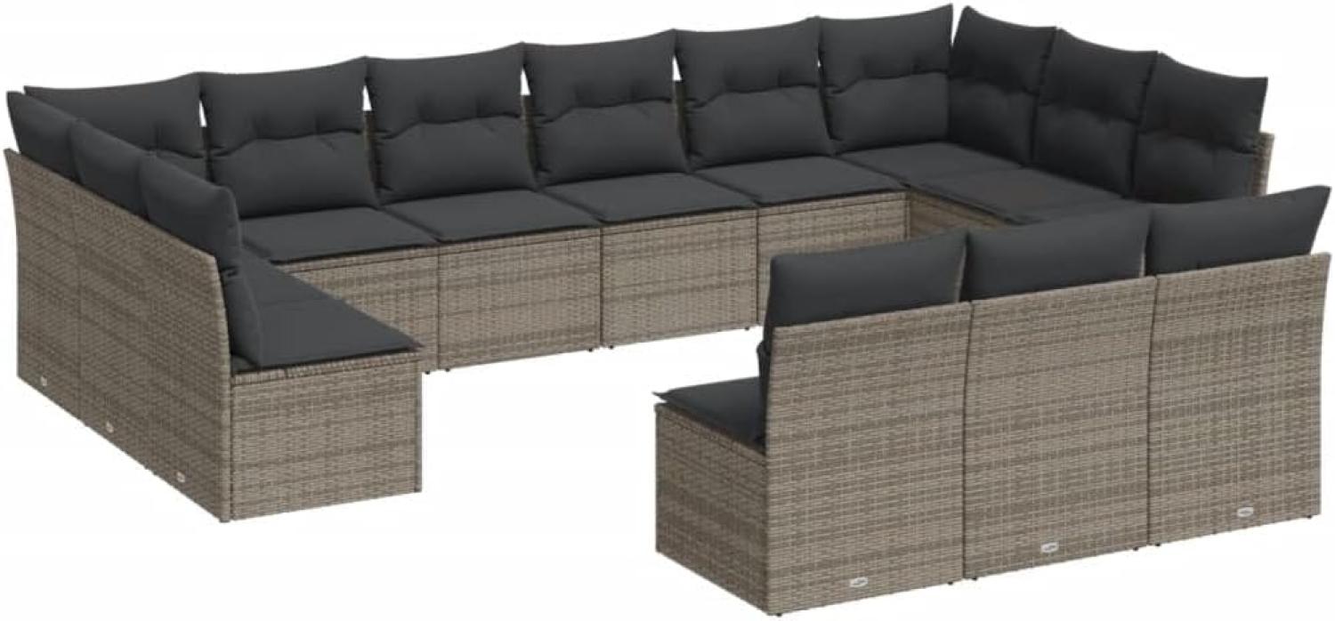 vidaXL 13-tlg. Garten-Sofagarnitur mit Kissen Grau Poly Rattan 3218390 Bild 1