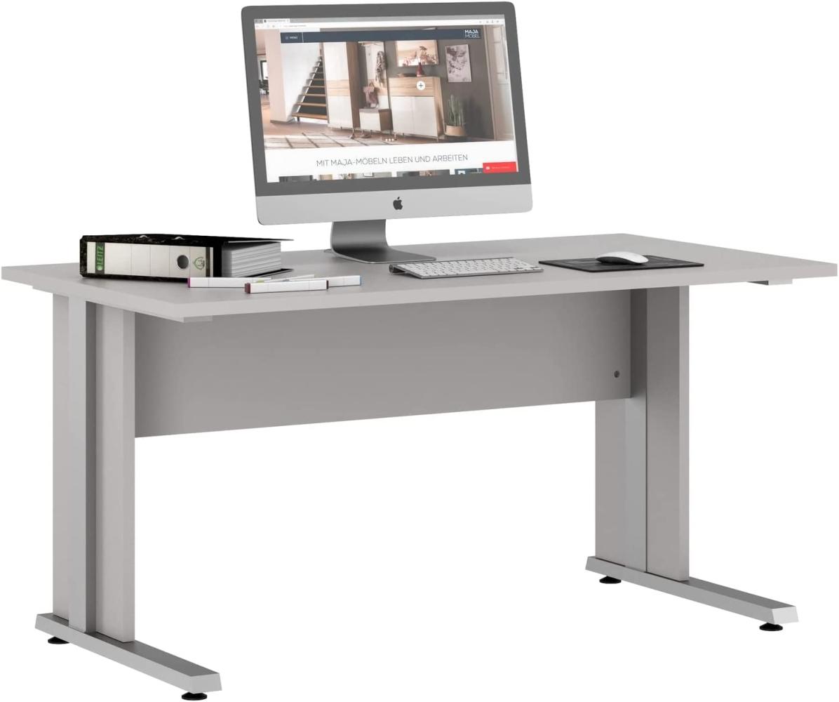 Schreibtisch >HOMEBASE< (HxT: 75x80 cm) in platingrau - Alu-Optik Bild 1