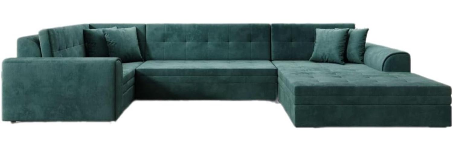 Designer Sofa Velio mit Schlaffunktion Samt Grün Rechts Bild 1