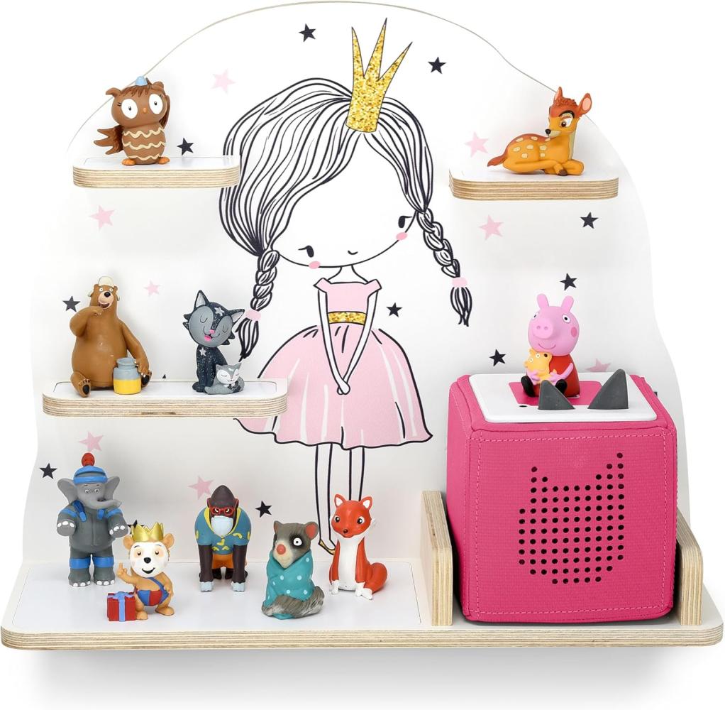 stadtecken Kinder Regal für Musikbox I Geeignet für die Toniebox und ca. 50 Tonies I Perfekte Aufbewahrung für Kinderzimmer I zum Aufstellen oder Aufhängen (Prinzessin, Mittel) Bild 1