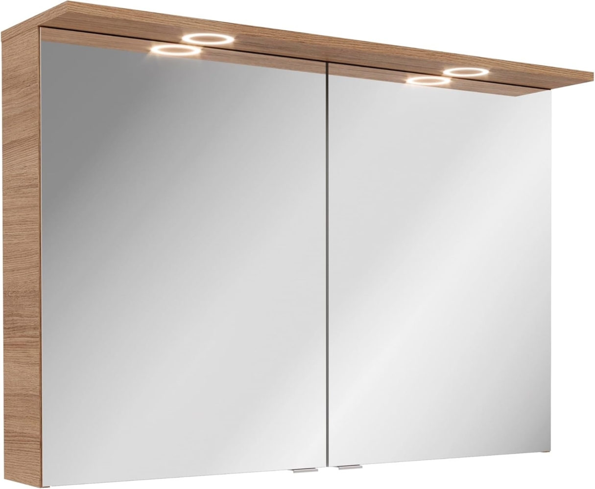 FACKELMANN VITA LED Spiegelschrank 100 cm breit, Braun hell Bild 1