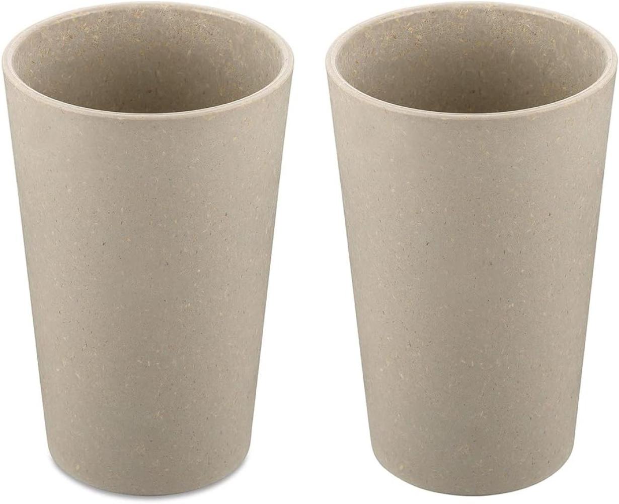 Koziol Becher 2er-Set Connect Cup L, Trinkgläser, Kunststoff-Holz-Mix, Nature Desert Sand, 350 ml, 7022700 Bild 1