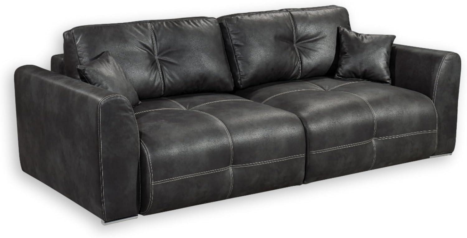 DOLAN Bequemes Schlafsofa in Lederoptik mit Bettkasten, Anthrazit - Ausziehbares Sofa mit Schlaffunktion - 245 x 85 x 115 cm (B/H/T) Bild 1