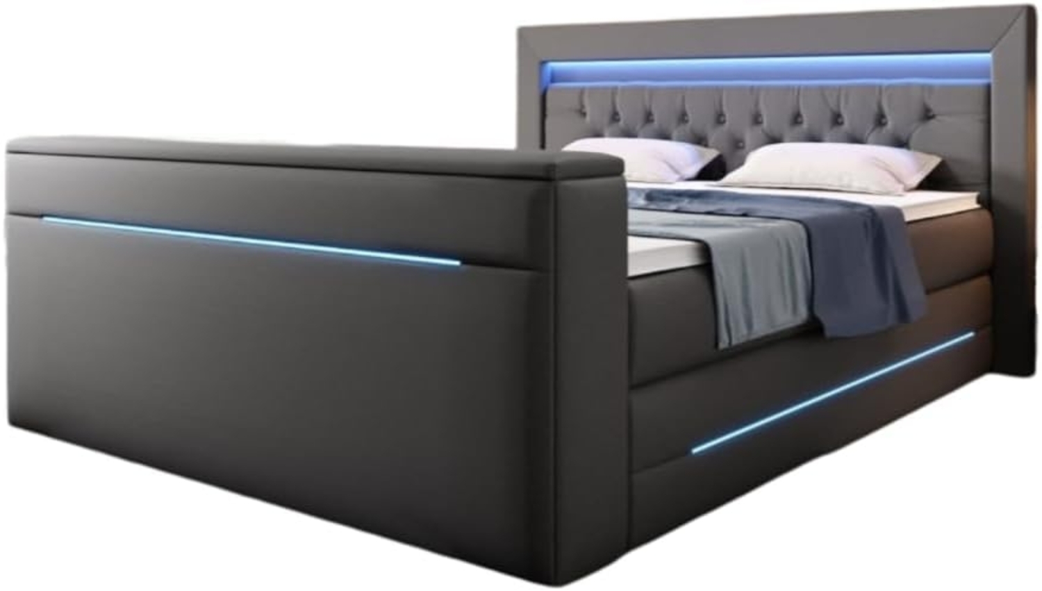 Boxspringbett Merkur mit TV Lift und RGB 200x200 Grau H4 Bild 1