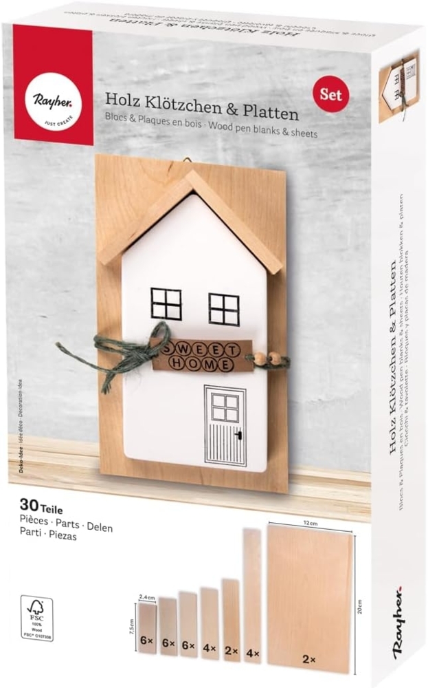 Holz Set Klötzchen und Platten, 30 tlg. Bild 1