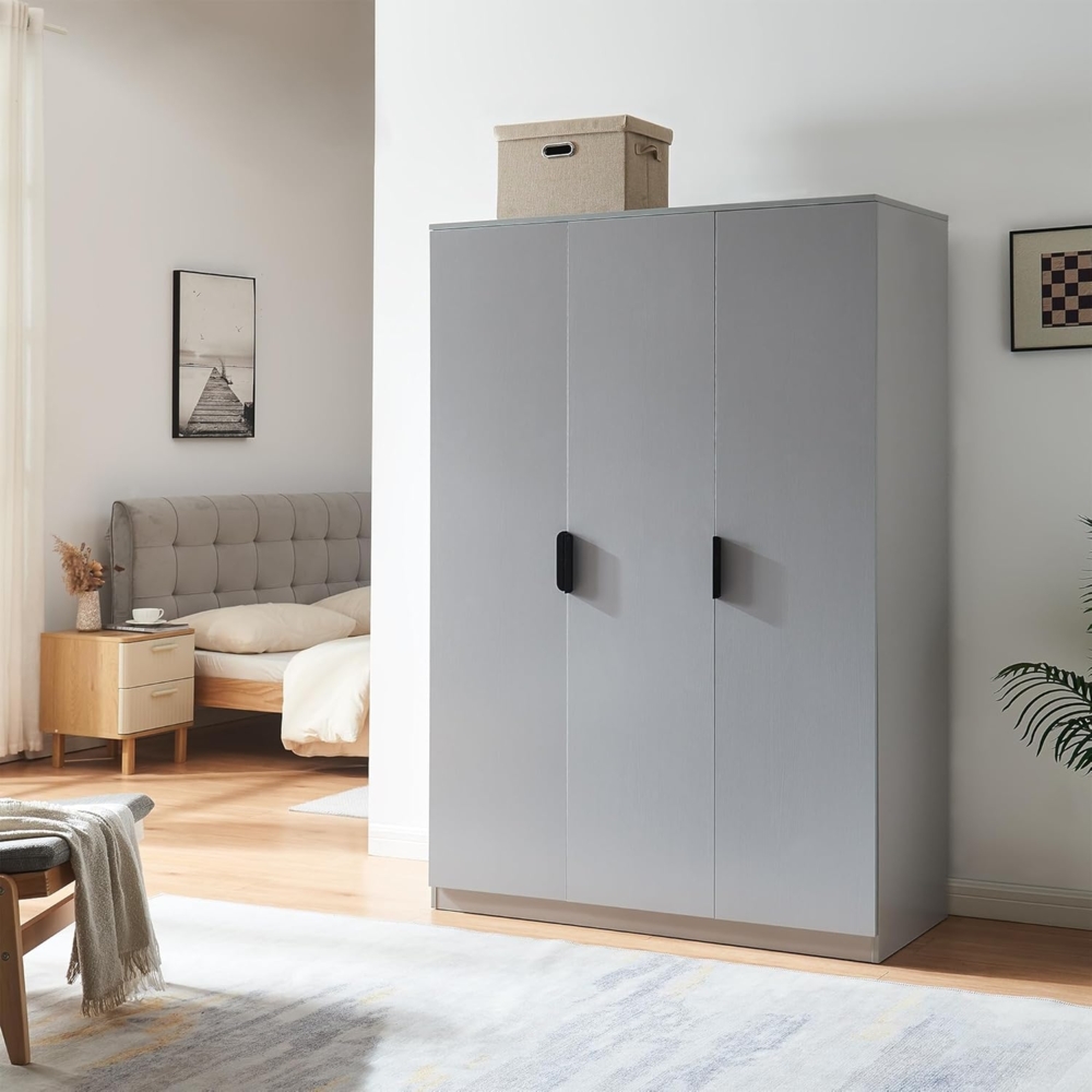 Kleiderschrank Eiselfing 176 x 120 x 52 cm 4 Fächer Grau [en. casa] Bild 1