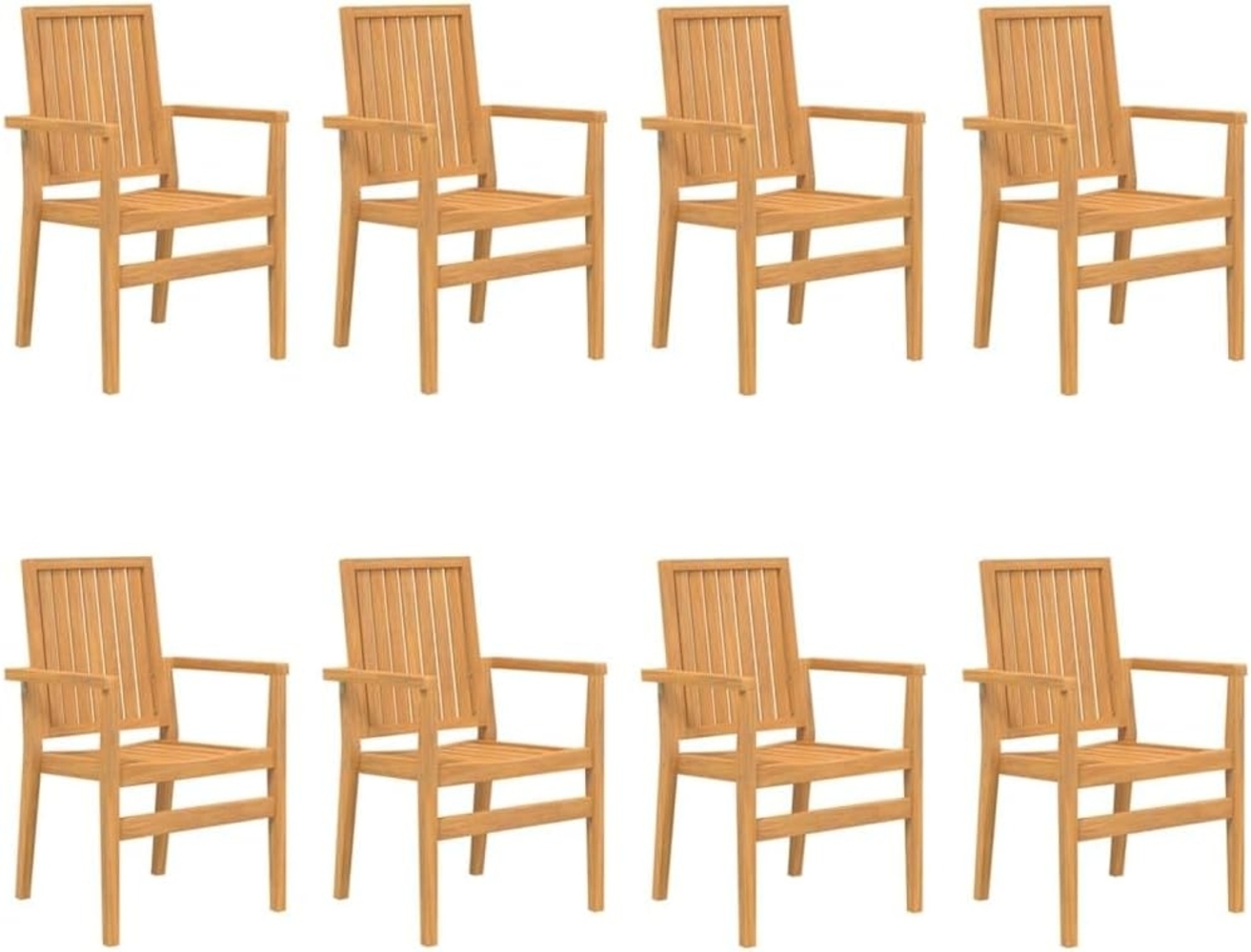 vidaXL Gartenstühle 8 Stk. Stapelbar 56,5x57,5x91 cm Massivholz Teak 3157903 Bild 1