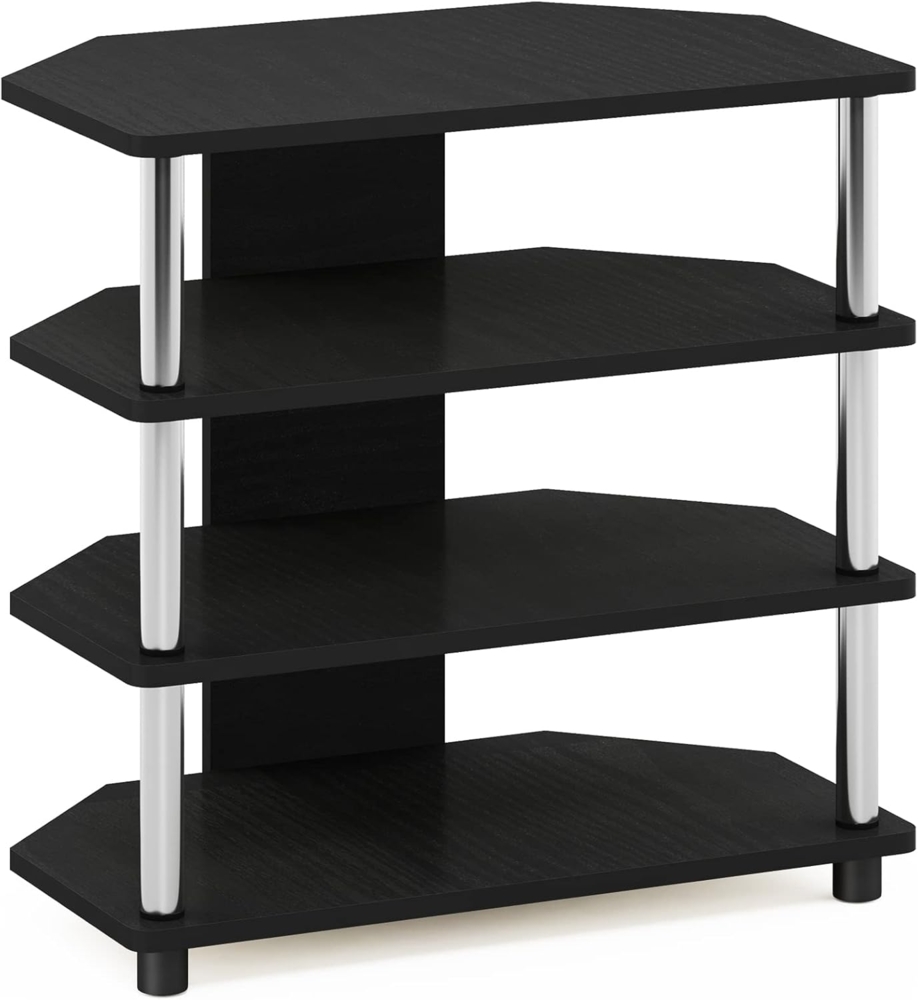 Furinno Econ Easy Assembly 4-Tier Petite TV-Ständer, Americano, Edelstahlrohre Bild 1