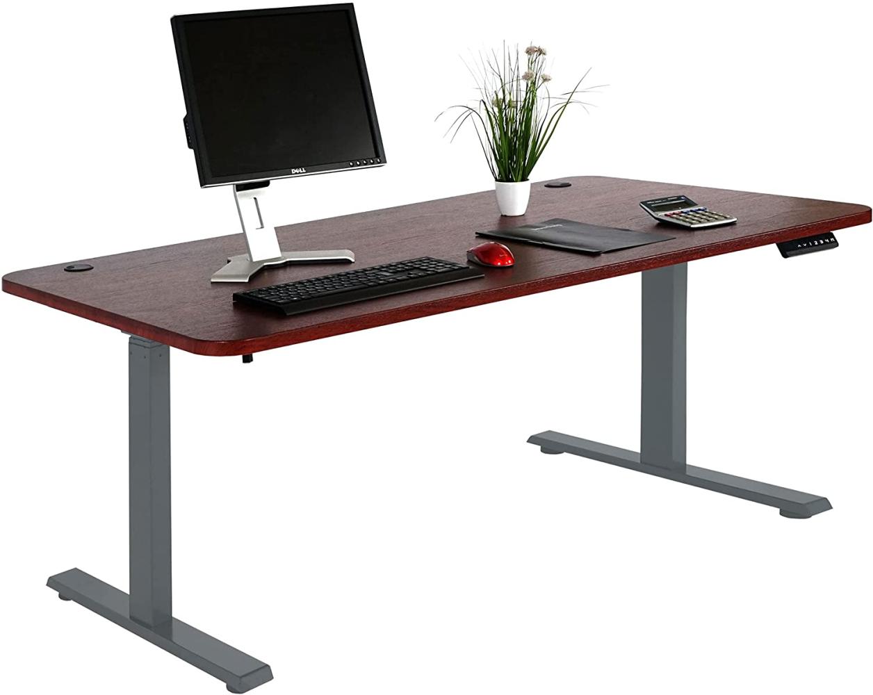 Schreibtisch HWC-D40, Computertisch, elektrisch höhenverstellbar 160x80cm 53kg MVG ~ Kirsch-Dekor, anthrazit-grau Bild 1
