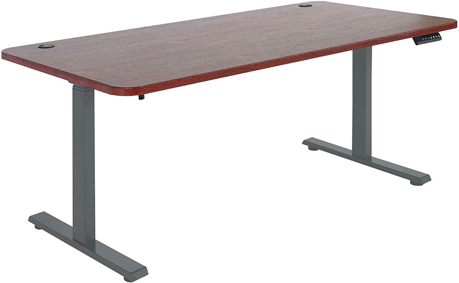 Schreibtisch HWC-D40, Computertisch, elektrisch höhenverstellbar 160x80cm 53kg MVG ~ Kirsch-Dekor, anthrazit-grau Bild 1