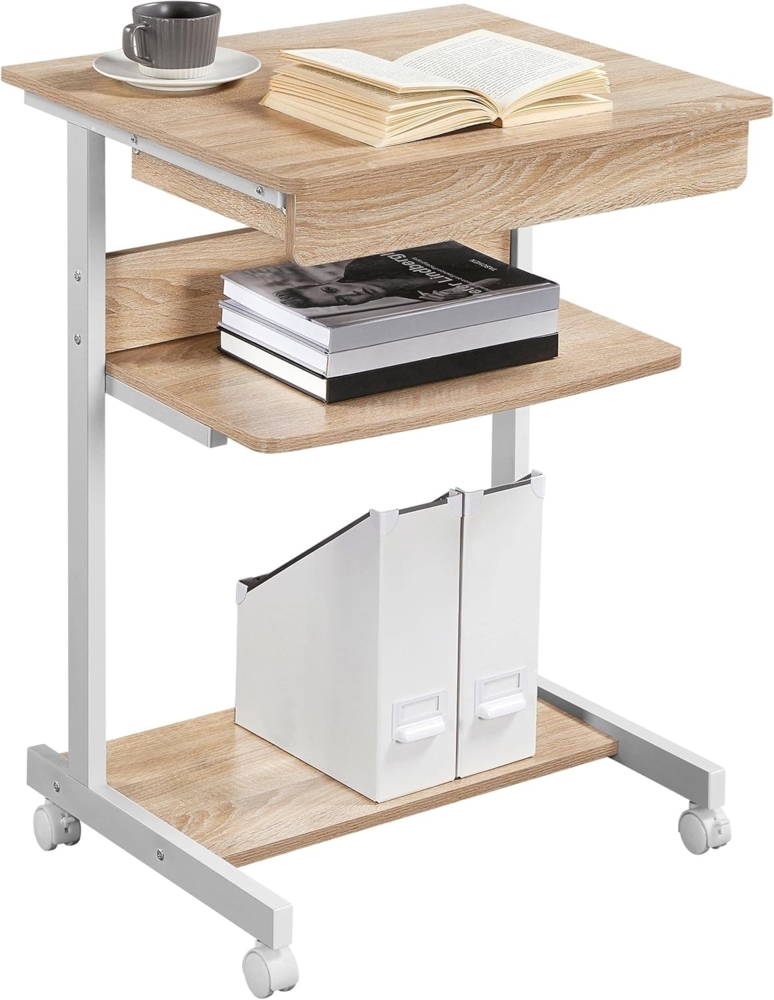 Yaheetech Schreibtisch Computertisch Büromöbel PC Tisch Bürotisch Arbeitstisch aus Holz und Stahl mit Ablage und Schublade 79 x 56 x 51 cm Bild 1