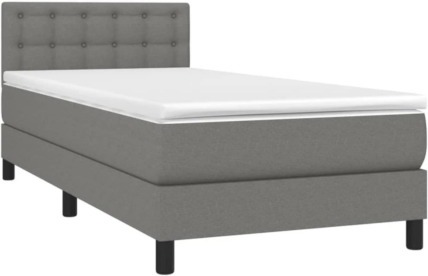 vidaXL Boxspringbett mit Matratze Dunkelgrau 100x200 cm Stoff 3140354 Bild 1