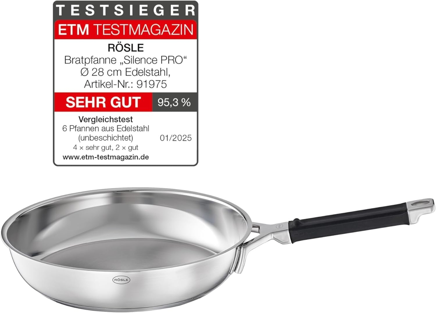 Rösle 'Silence Pro' Bratpfanne, Edelstahl, 28 cm Bild 1