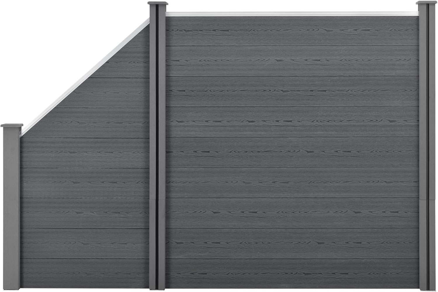 WPC Gartenzaun mit Schrägelement 183x277 cm grau [neu. holz] Bild 1