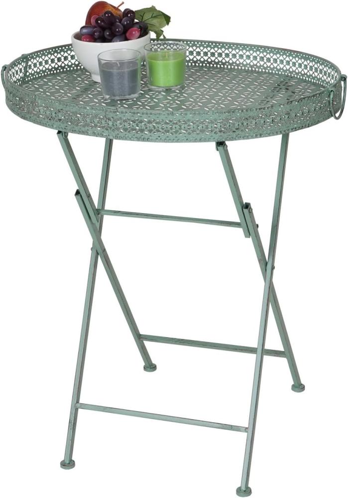 Klapptisch HWC-C39, Gartentisch, klappbar Metall antik-grün Bild 1