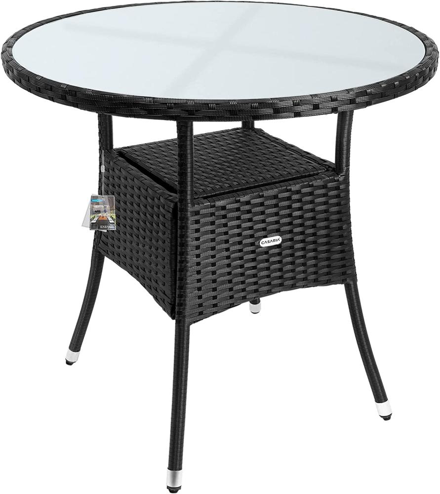 CASARIA® Polyrattan Balkontisch Beistelltisch Rund Ø 80cm Schwarz Bild 1