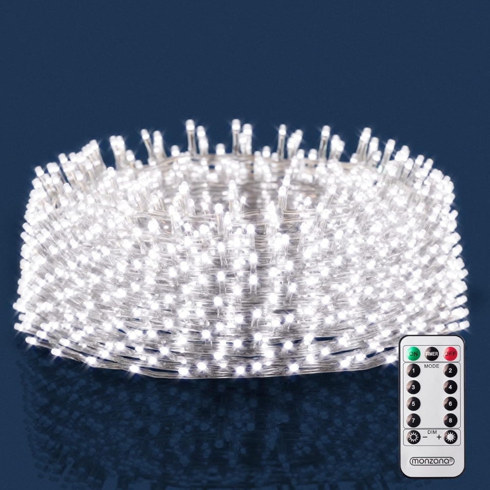 monzana Lichterkette, Regenlichterkette Fernbedienung 10m 200 LED kaltweiß IP44 Bild 1