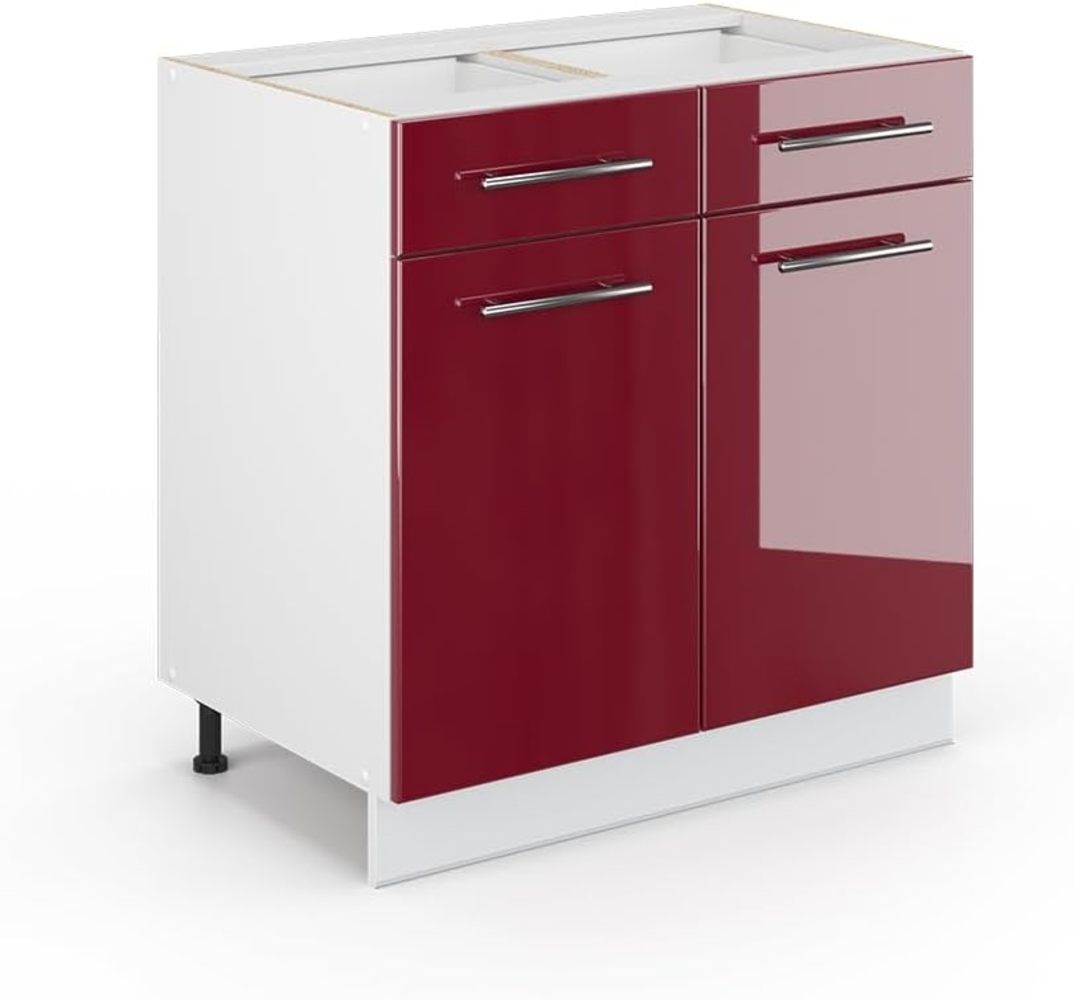 Vicco Küchenschrank Hängeschrank Unterschrank Küchenzeile Hochglanz Fame-Line (Bordeaux Hochglanz, Schubunterschrank 80 cm) Bild 1