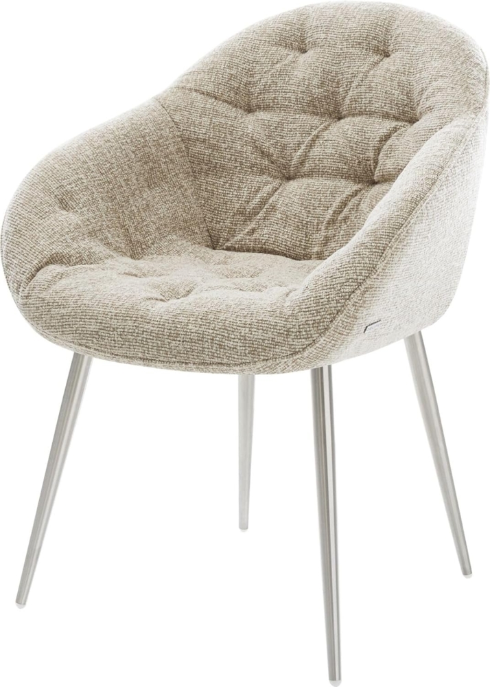 Esszimmerstuhl Gaio-Flex Webstoff Soft Beige 4-Fuß konisch Edelstahl Bild 1