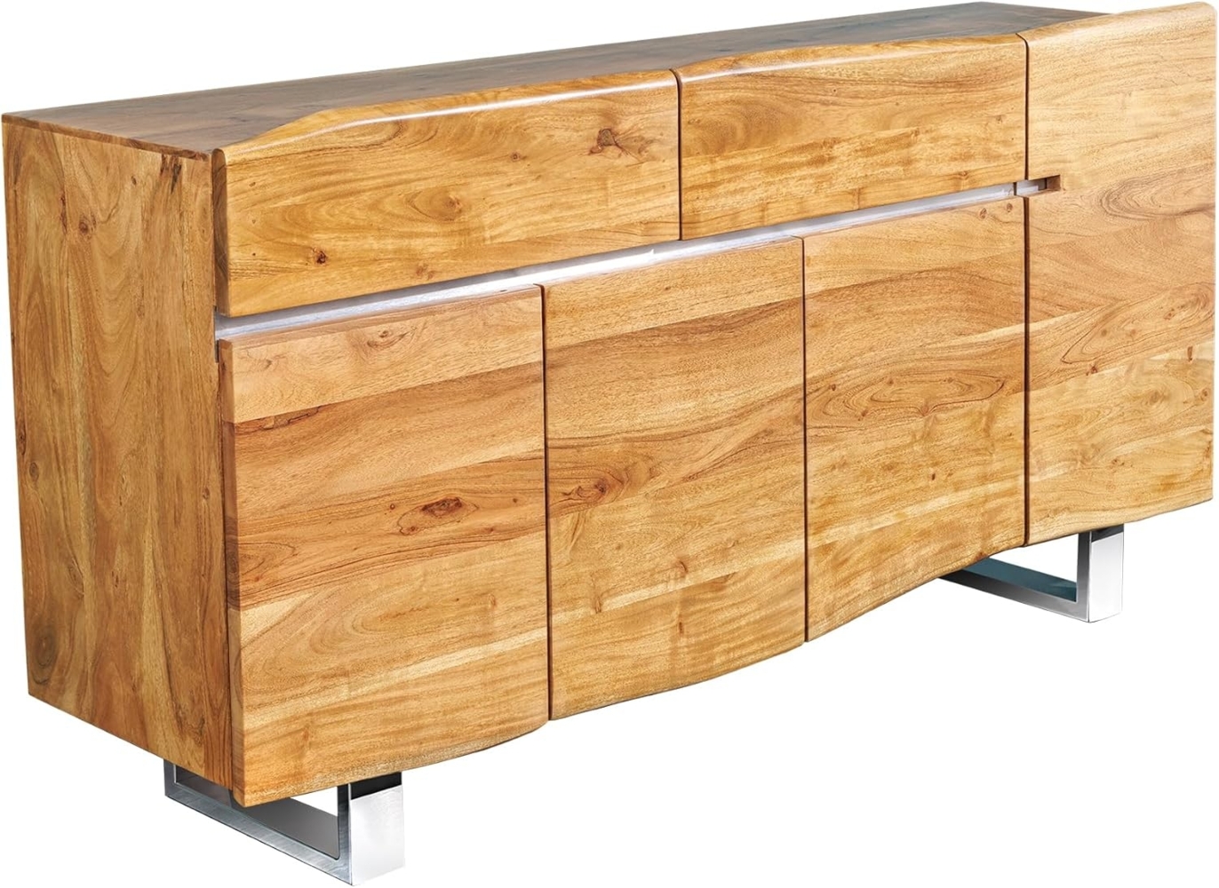 riess-ambiente Sideboard MAMMUT 170cm honigfarben / silber (Einzelartikel, 1 St), Massivholz · Anrichte · Baumkante · Edelstahl · Kufen · Wohnzimmer Bild 1