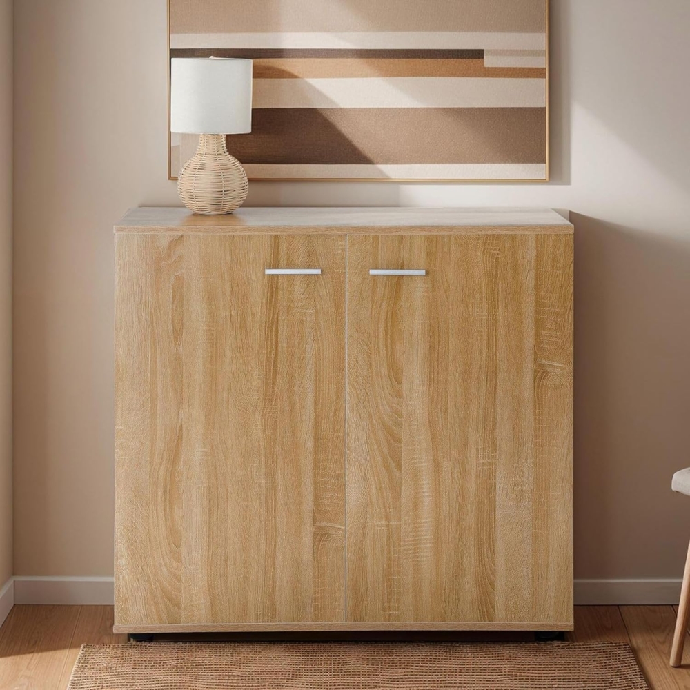 CARO-Möbel Kommode Chicago mit 2 Türen, Moderne Anrichte in Sonoma Eiche, Sideboard Mehrzweckschrank für Wohnzimmer Bild 1