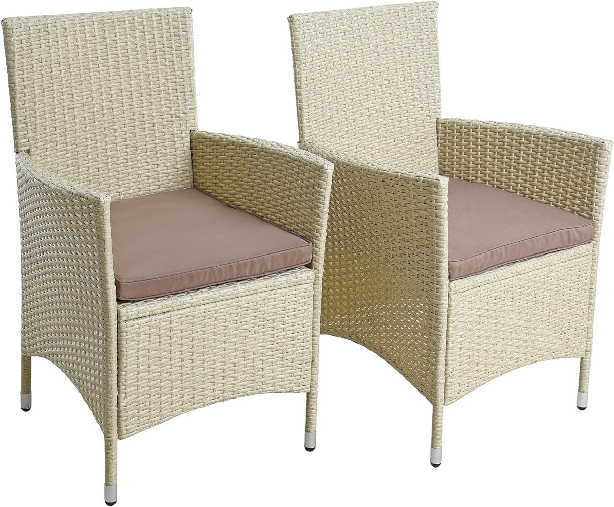 Rattan Gartensessel Polyrattan Stuhl 2er Set Gartenstuhl Garten Sessel Beige Bild 1