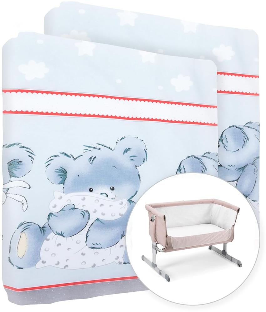 Spannbetttuch für Kinderzimmer, 100 % Baumwolle, passend für 90 x 50 cm Baby-Kinderbett-Matratze, Mika-Grau, 2 Stück Bild 1