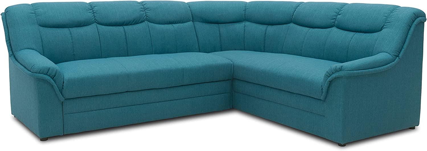 DOMO collection Berlin Ecksofa, Sofa in L-Form mit Schlaffunktion, Eckcouch mit Federkern, 205 x 250 x 89 cm, Polsterecke in petrol Bild 1