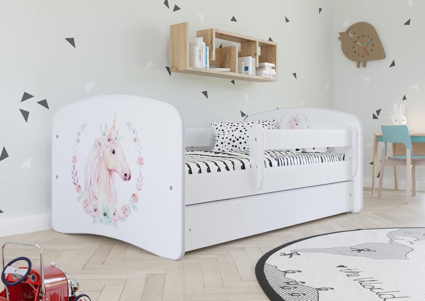 Bjird Kinderbett Babydream 180x80 cm 160x80 cm 140x70 cm (optional mit Matratze, mit Schublade Rausfallschutz und Lattenrost), verschieden Farben und Varianten für Mädchen und Jungen Bild 1