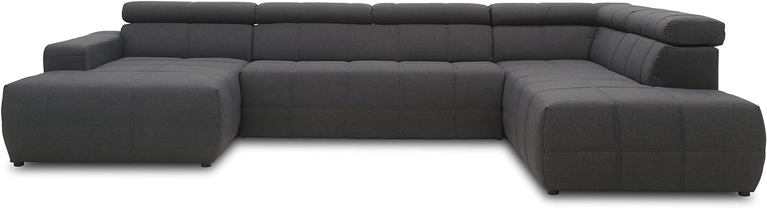 DOMO. collection Brandon Sofa, Wohnlandschaft mit Rückenfunktion in U-Form, Polsterecke Eckgarnitur Polstergarnitur, dunkelgrau, 228 x 359 x 175 cm Bild 1