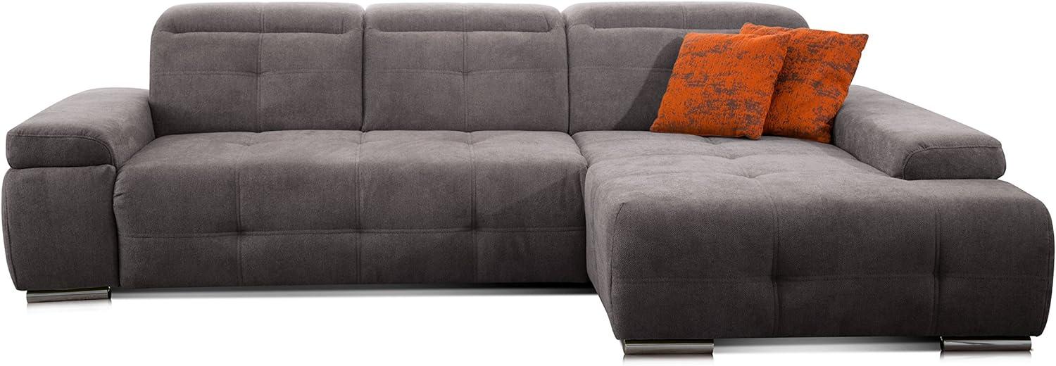 CAVADORE Ecksofa Mistrel mit Longchair XL rechts / Große Eck-Couch im modernen Design / Inkl. verstellbaren Kopfteilen / Wellenunterfederung / 273 x 77 x 173 / Kati Fango Bild 1