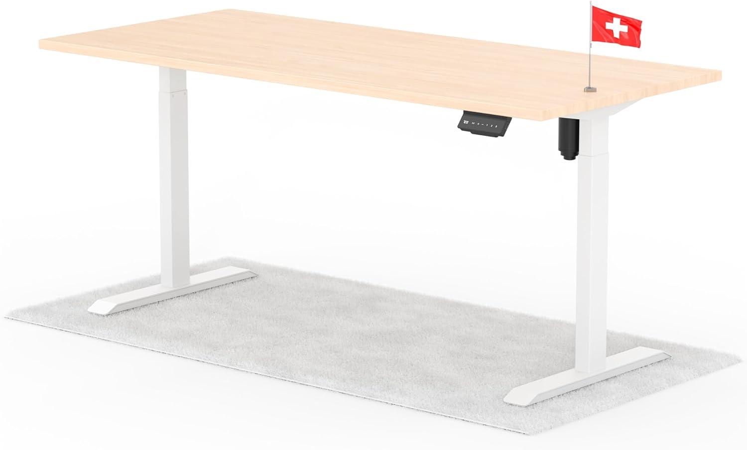 elektrisch höhenverstellbarer Schreibtisch ECO 180 x 80 cm - Gestell Weiss, Platte Eiche Bild 1