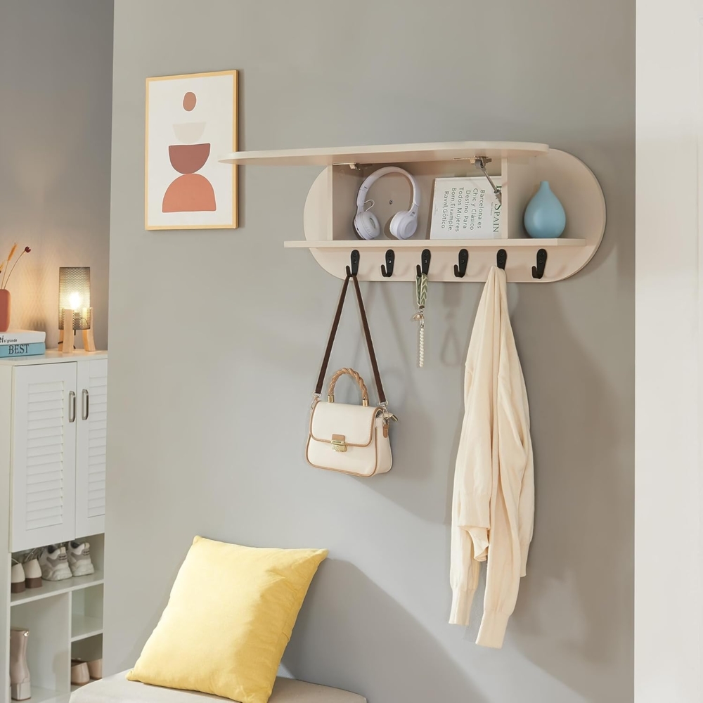 Wandgarderobe Vilkön mit Ablagefach 80x16x30 cm Beige [en. casa] Bild 1