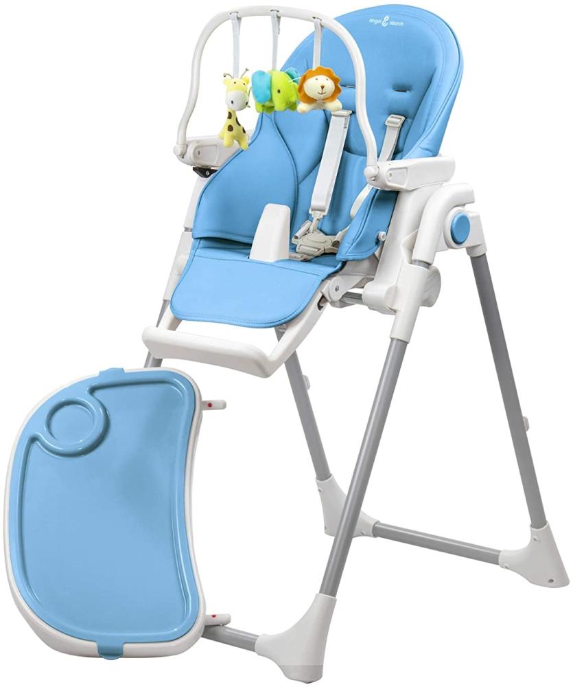 Engel & Storch Baby Hochstuhl TANELI Kinderhochstuhl Babystuhl mitwachsender Hochstuhl Verstellbar und Klappbar, Abnehmbares Tablett und inklusive Spielebogen - in der Farbe Blau Bild 1