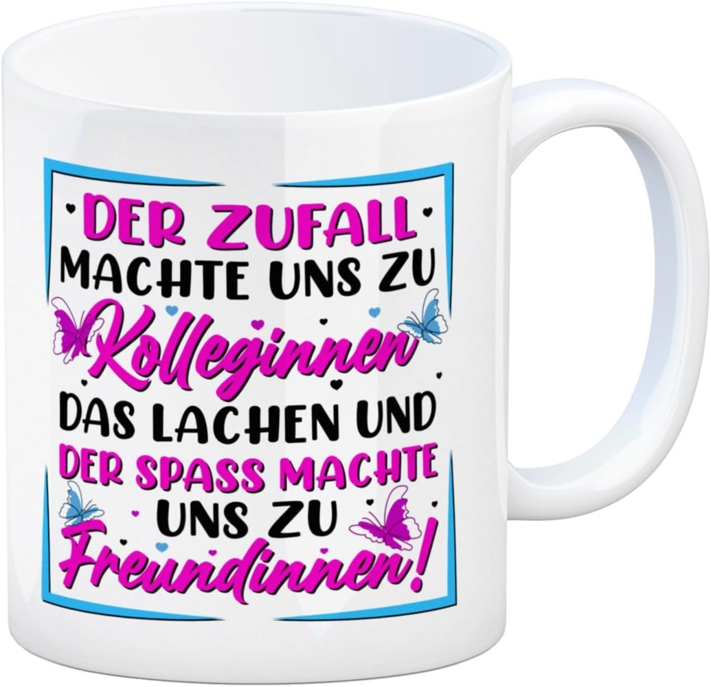 speecheese Tasse Der Zufall machte uns zu Kolleginnen Kaffeebecher Spruch zum Thema Bild 1