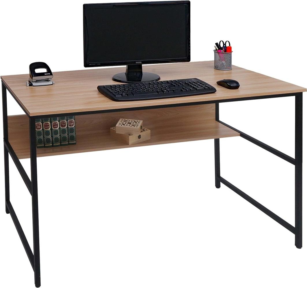 Schreibtisch HWC-K80, Bürotisch Computertisch Arbeitstisch Ablage, Metall MDF 120x60cm ~ natur Bild 1