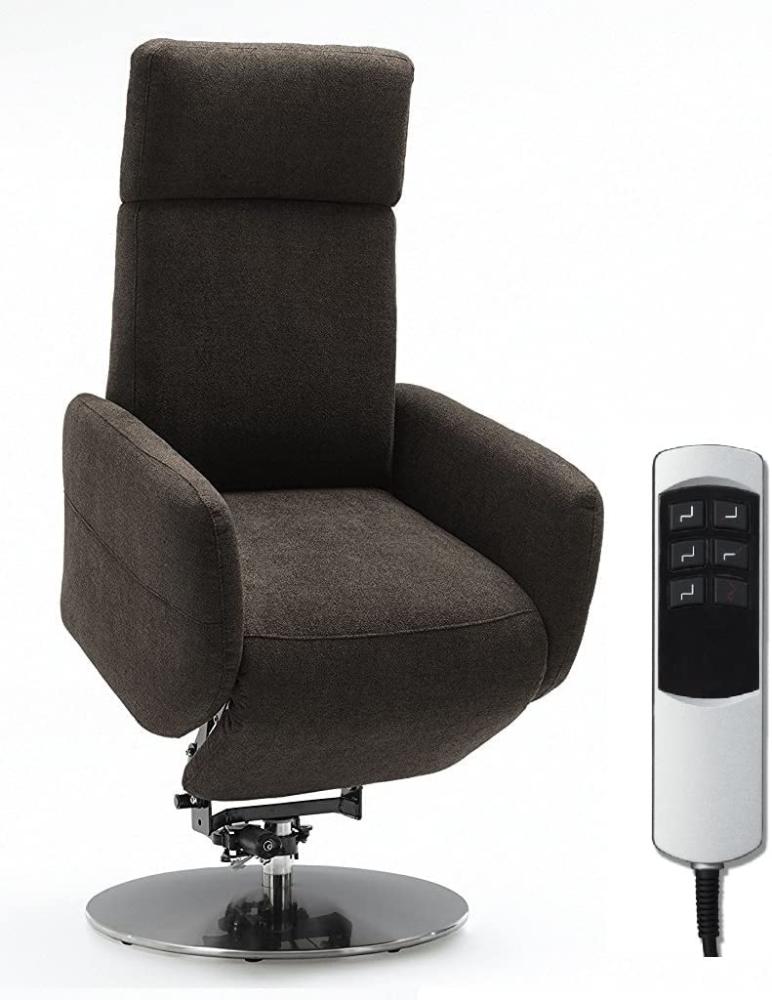 Cavadore TV-Sessel Cobra, Fernsehsessel mit 2 E-Motoren, Akku und Aufstehhilfe, Relaxfunktion, Liegefunktion, Ergonomie M, 71 x 110 x 82, Belastbar bis 130 kg, schlamm Bild 1